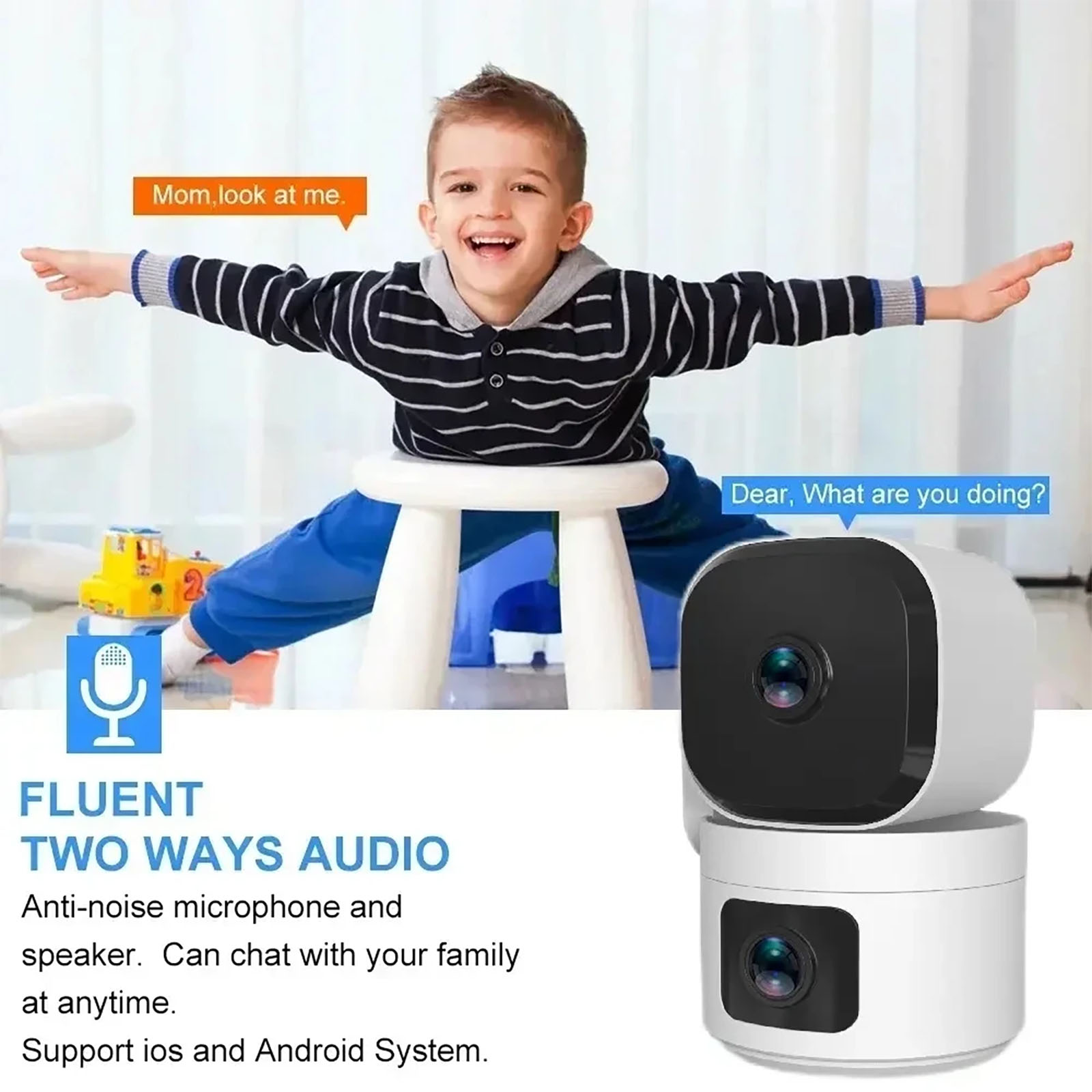 UHD Dual Lens 2K 4MP 360° PTZ WLAN Indoor WiFi Camera (2s)