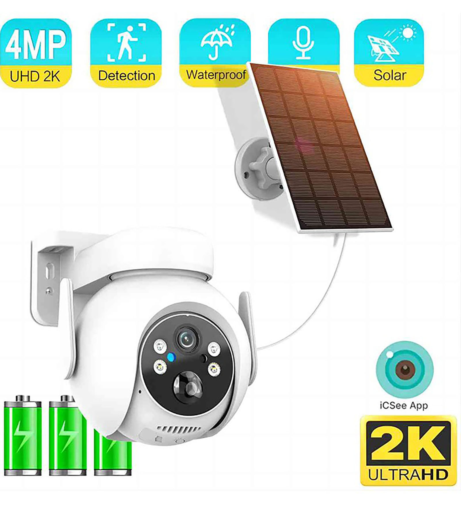 ICsee 4MP 4G LTE Solar Camera Outdoor Wireless Security Camera with PIR Human Detection Battery Network Category  (1)