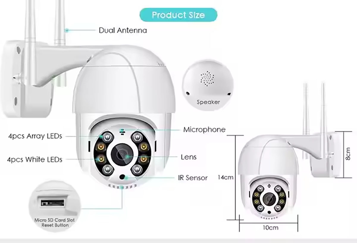 2MP 4G Sim Card HD PTZ IP Network Camera Indoor Speed Dome Wireless Wifi Mini Camera Outdoors Security Camhipro CCTV (3)