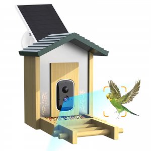 Wood-Cased Bird Feeder with 5MP WiFi Camera
