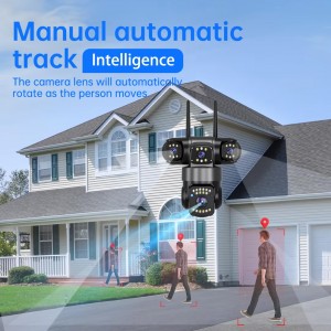 3*2MP WiFi 3-Lens PT Camera with 2.4G WiFi+Bluetooth, Human Detection, Amazon Cloud & 256G TF Card Support