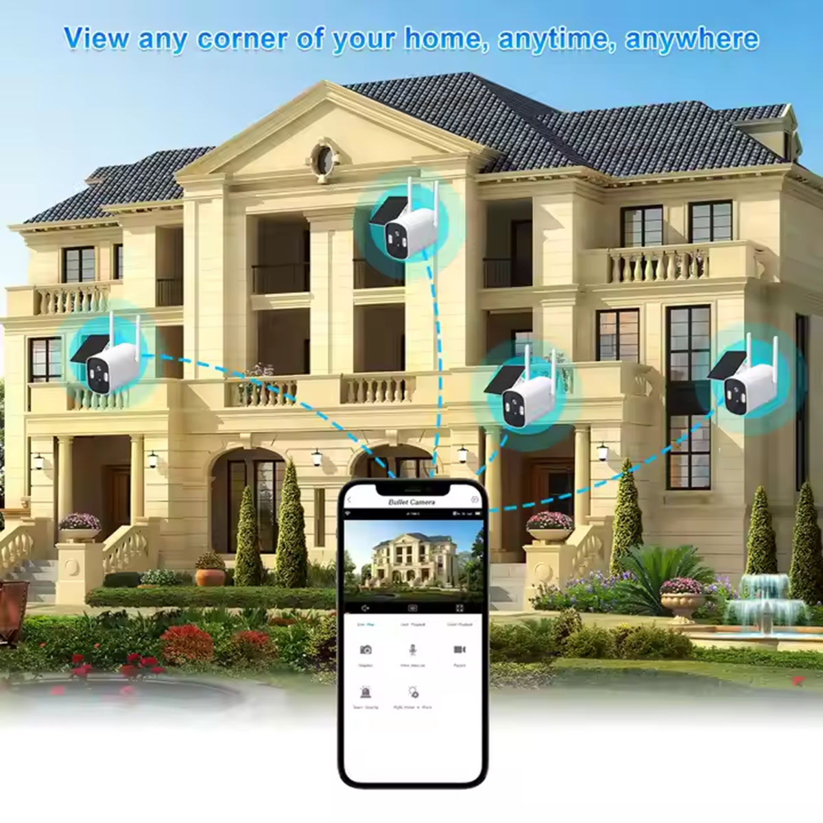 4MP HD Smart Home Security Camera IP66 Waterproof Solar Panel WIFI CCTV Low Power Battery Outdoor  ( (3)