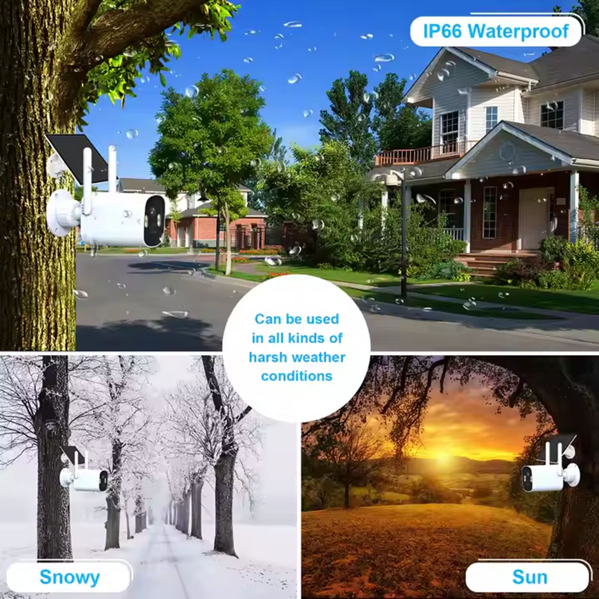 4MP HD Smart Home Security Camera IP66 Waterproof Solar Panel WIFI CCTV Low Power Battery Outdoor  ( (4)