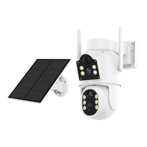 4MP Wireless Solar Camera Dual Lens WiFi PTZ Camera Outdoor  Battery Video 2k Icsee Dual Lens Solar Camera