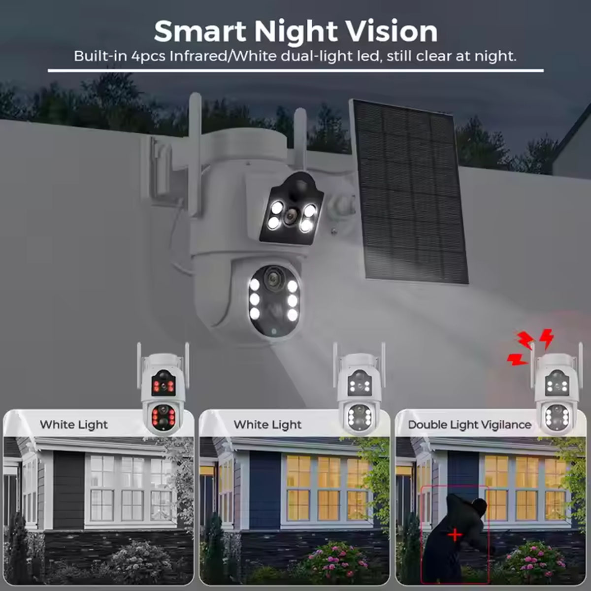4MP Wireless Solar Camera Dual Lens WiFi PTZ Camera Outdoor  Battery Video 2k Icsee Dual Lens Solar Camera (4)