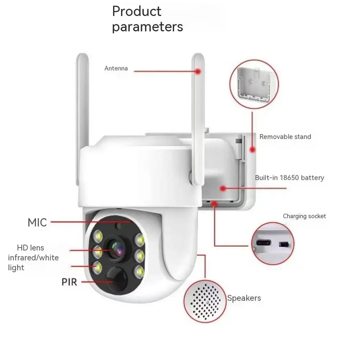 Kamera CCTV Tenaga Surya WIFI 4MP Tahan Air IP65 Audio 2 Arah Nirkabel HD 2MP 4MP Baterai Tenaga Surya (2)