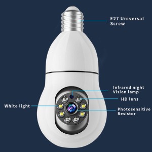 5G Dual Band E27 Socket IP Full Color Bulb WiFi Camera