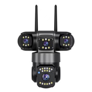 3*2MP WiFi 3-Lens PT Camera with 2.4G WiFi+Bluetooth, Human Detection, Amazon Cloud & 256G TF Card Support