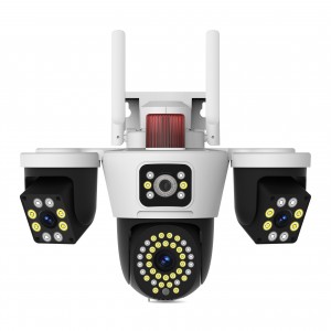 WiFi Pan-Tilt Camera: 3*2MP 3-Lens, 2.4G WiFi+BT, Human Body Detection, Amazon Cloud/Max 256GB TF Storage