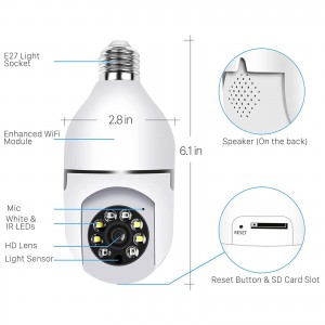 Tuya WiFi E27 Bulb CCTV Full Color AI Security Camera