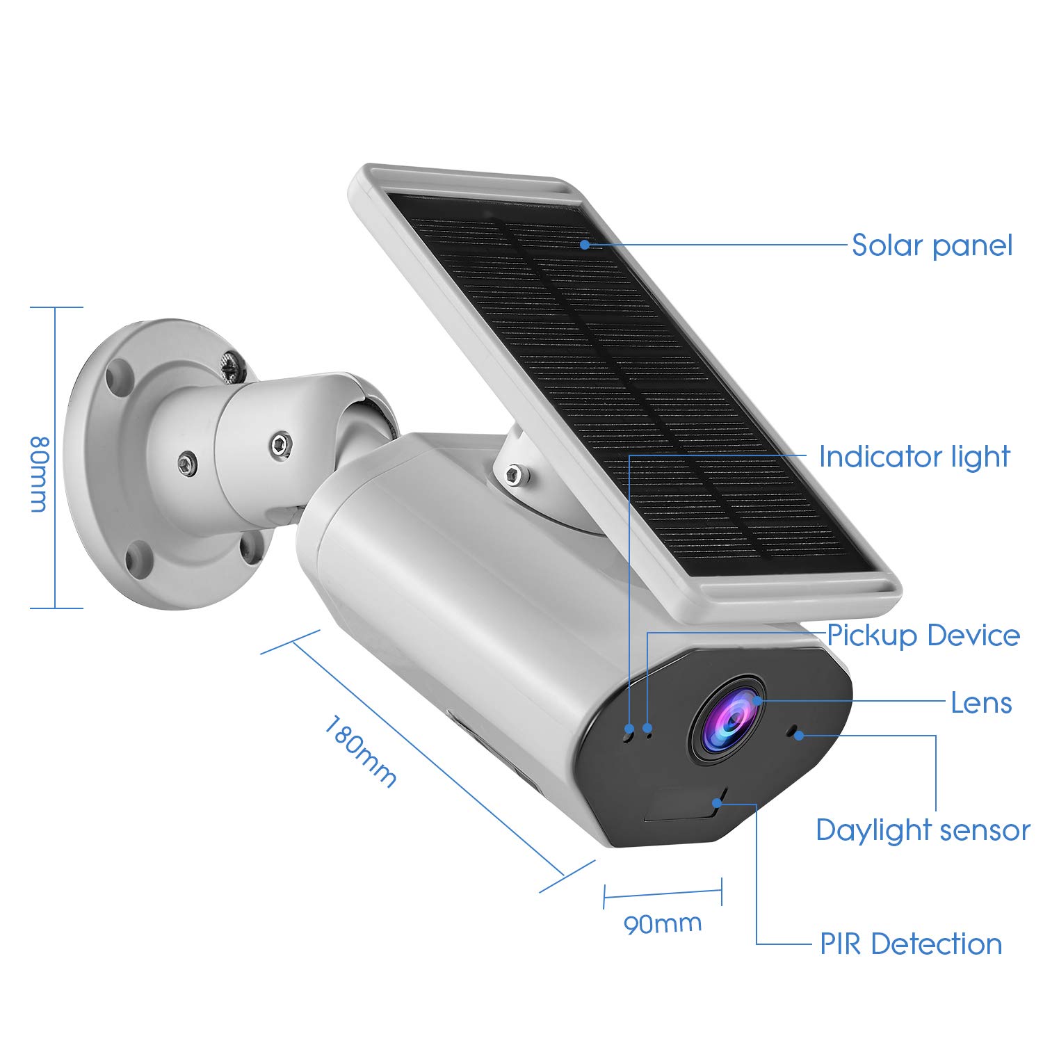 Outdoor Solar Powered Security 2.4GHz WiFi Wireless IP66 Waterproof Camera Motion Detection with Rechargeable Battery