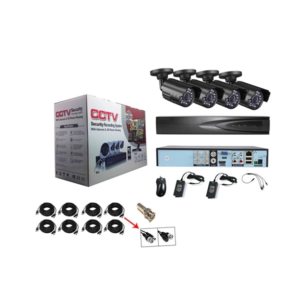 Kit 04 Security Cameras Hd 1080P AHD Hb Tech + Dvr Intelbras Multi Hd  Accessories