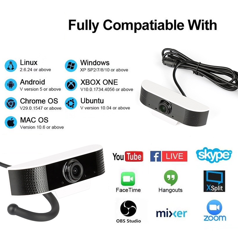 Webcam Wide Angle USB Web Cam For Computer Laptop webcam 4k For Video Conference