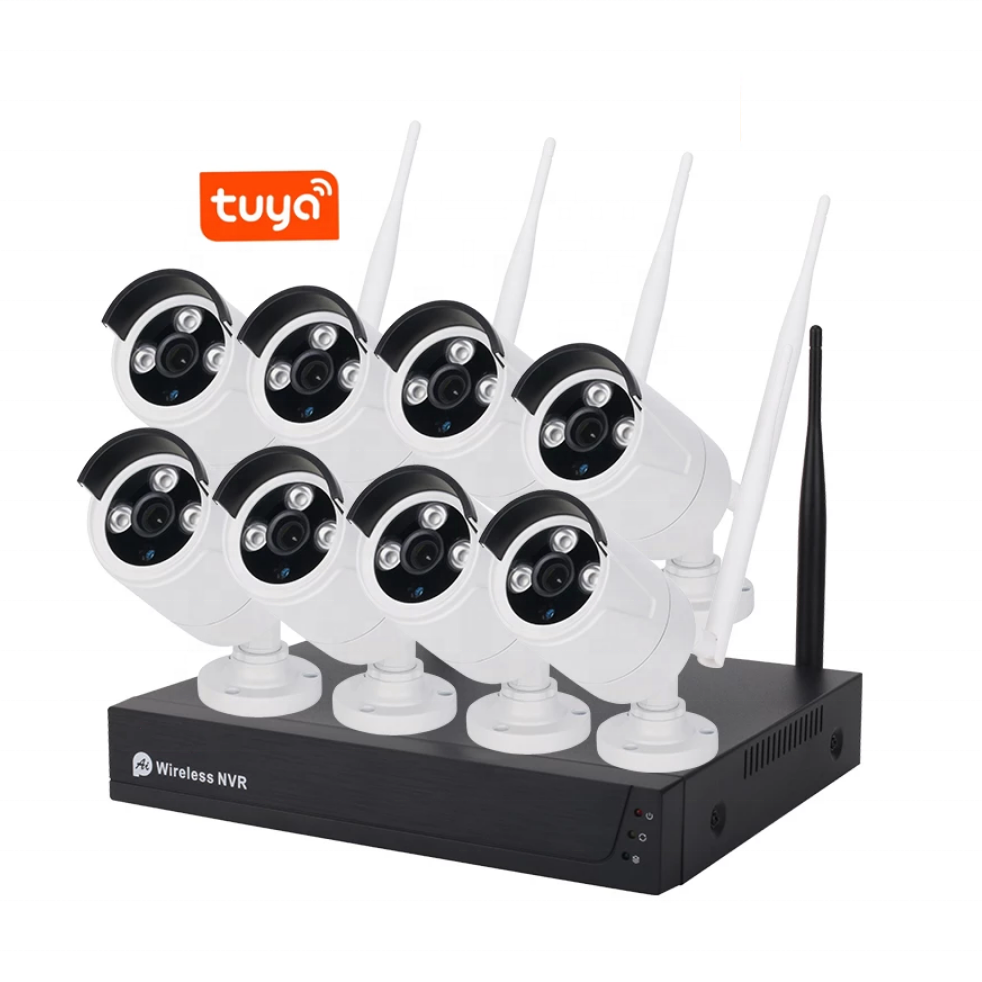 Tuya Smart Life 2MP Waterproof Outdoor Security System IP CCTV Camera Kit 8CH Nvr Kit