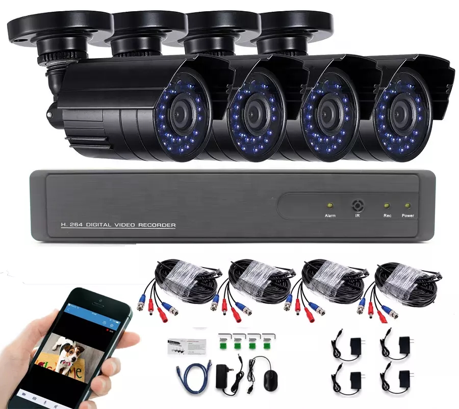 4CH 1080N AHD DVR 720P CCTV System 1.0MP IR Night Vision Indoor Outdoor Camera Home Security Video Surveillance Kit