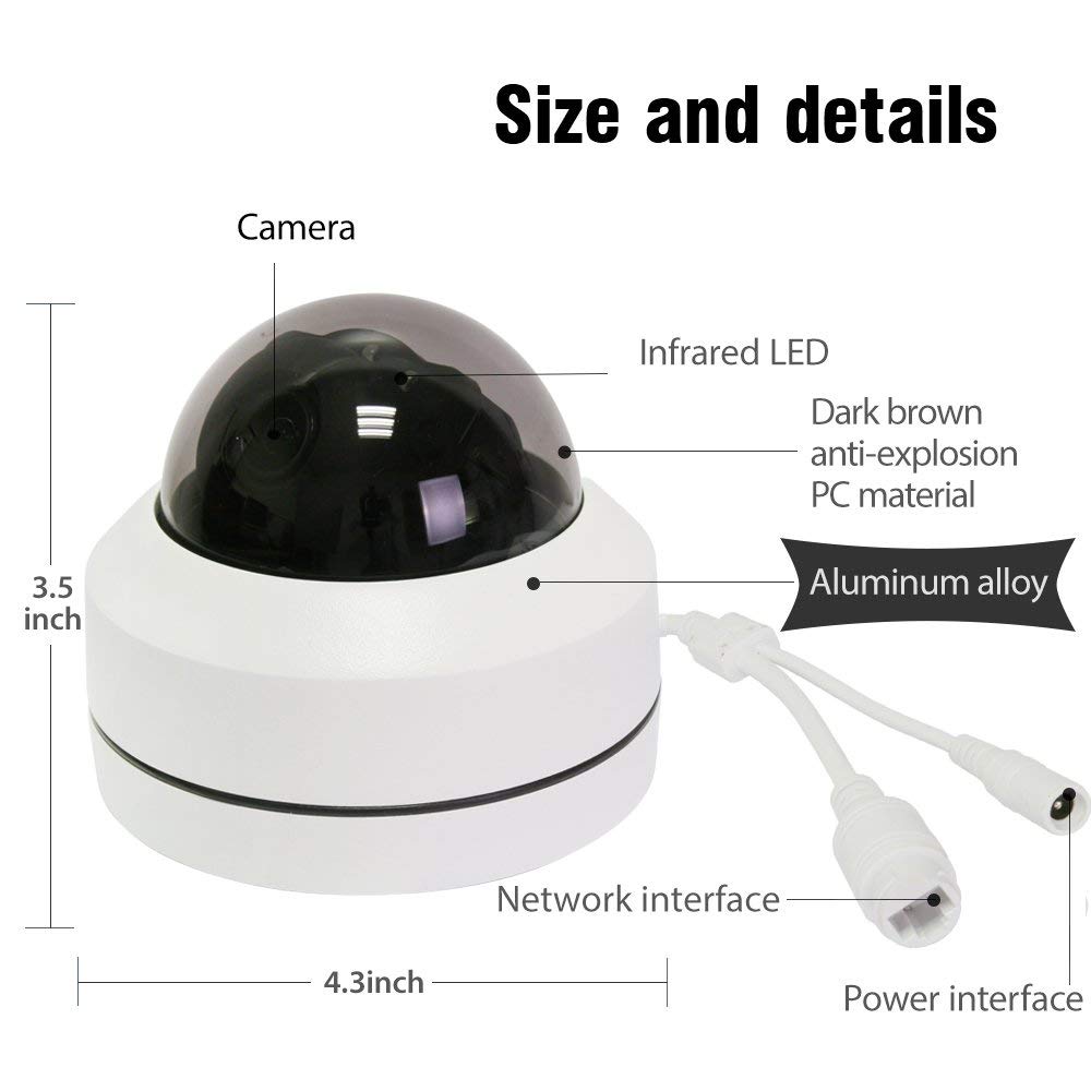 Dome IP PoE Camera H.265 ONVIF Outdoor Security Network Surveillance CCTV