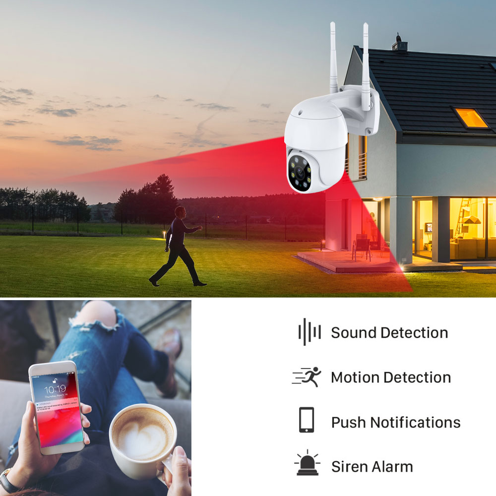 Auto Tracking Ptz Ip Pir Motion Detection Two Way Audio Home Wireless Wifi Camera 1080p Security