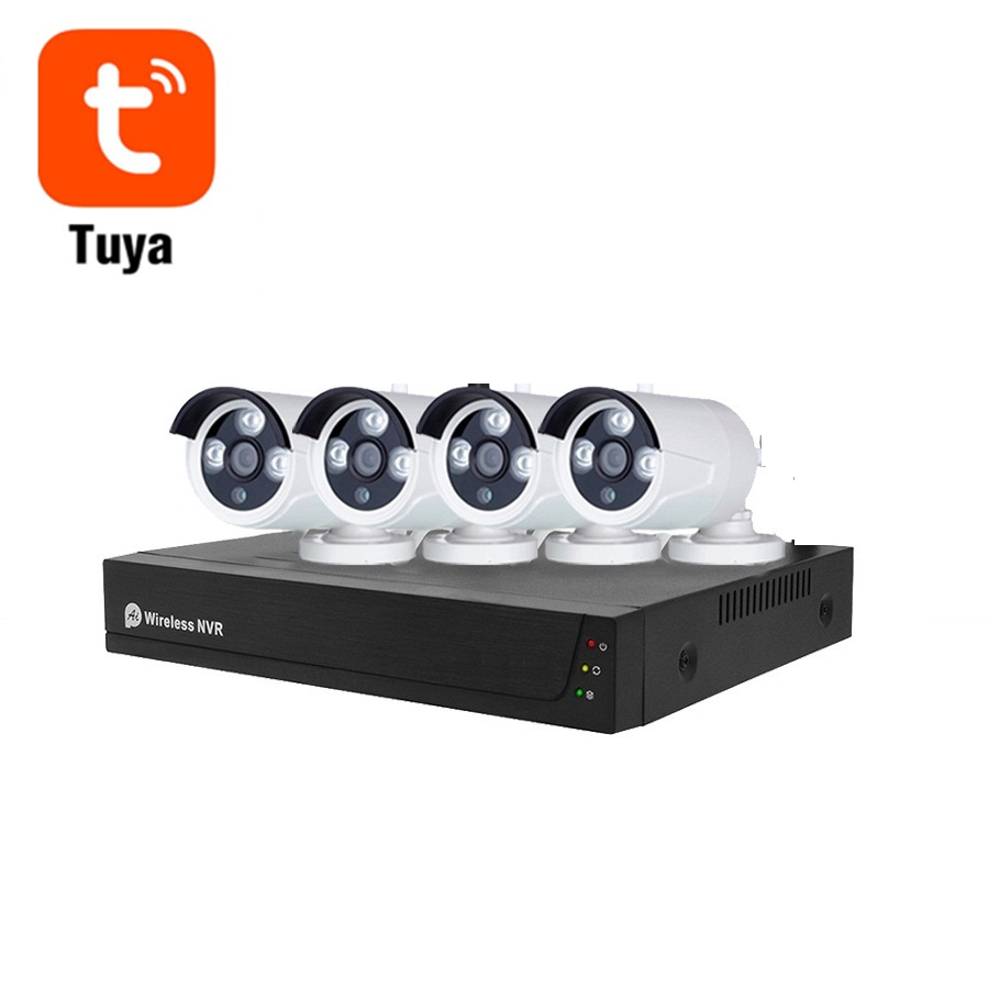 4CH 2mp Tuya Best selling Outdoor Security 4CH NVR Kit Full HD 4 Channel POE IP Camera System