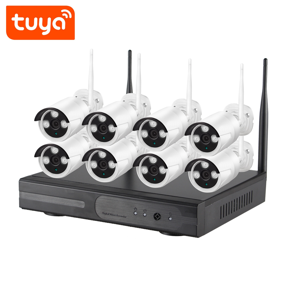 8CH 2MP PoE Home Security Camera System 8pcs Wired 2MP Outdoor PoE IP Cameras Set 24/7 Recording 8-Channel NVR Kit