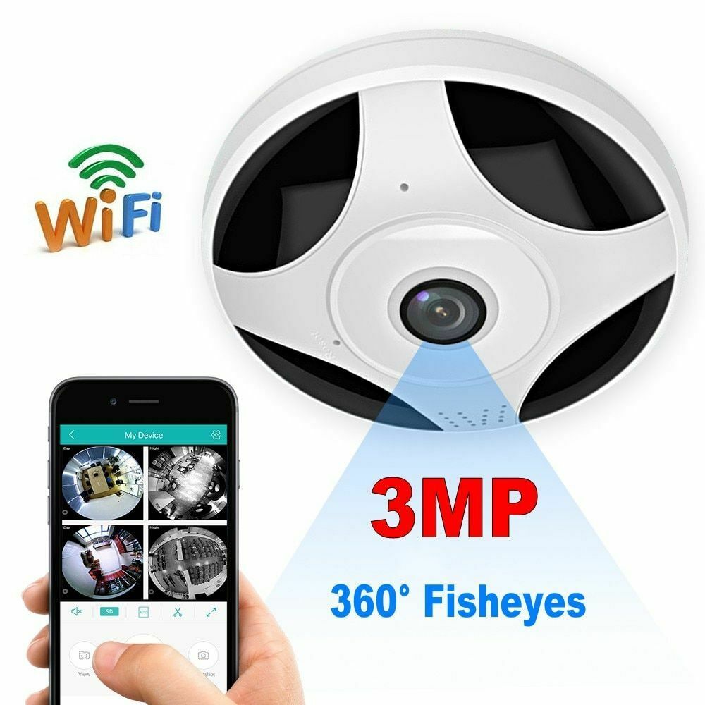 WiFi IP Home Network Fisheye 360 Degree Indoor Night Vision Motion Detection Dome VR Camera