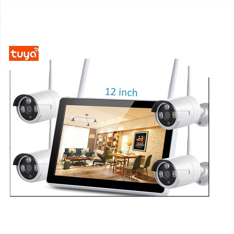 Tuya Wifi NVR Kit cctv home security set p2p 1080P 2MP long range 4 channel wireless nvr camera system