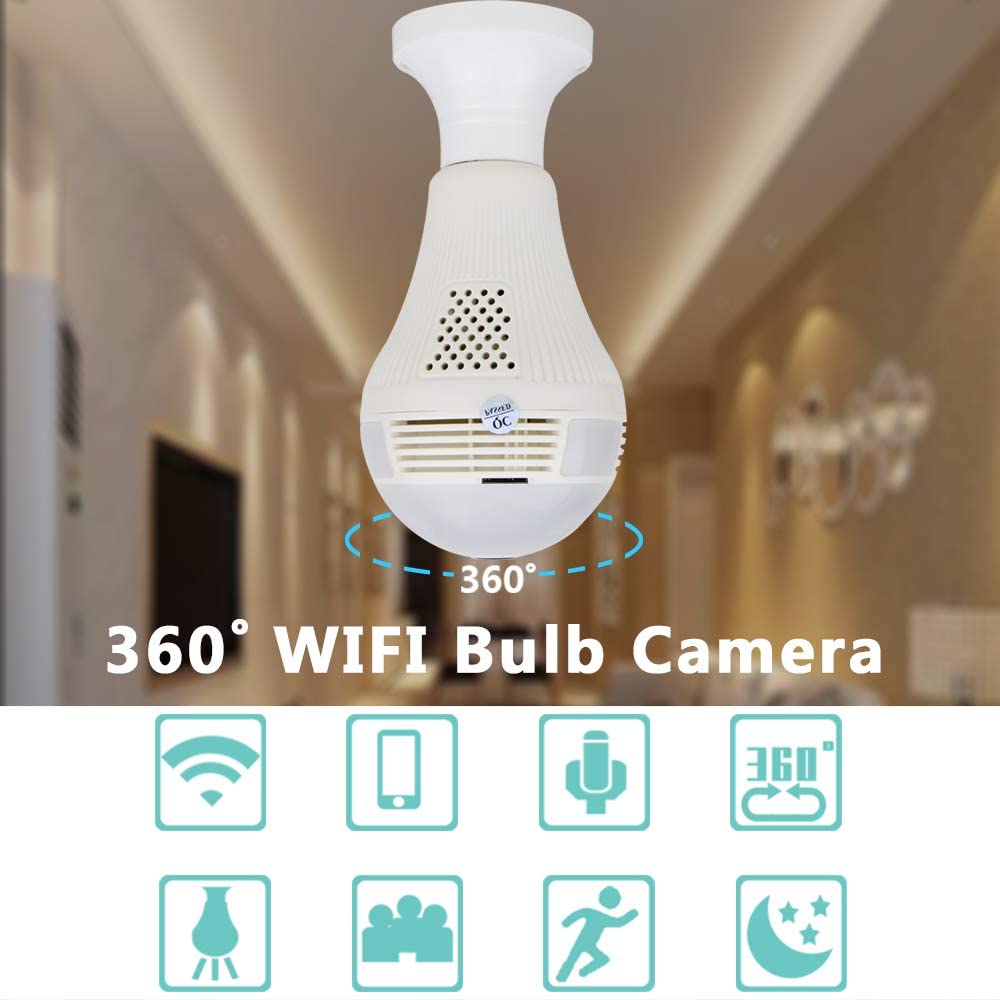 Full HD 1080P Dome Surveillance Fisheye Cameras Home 2.4GHz WiFi 360 Panoramic Home Baby Pet Monitor Light Bulb VR Camera