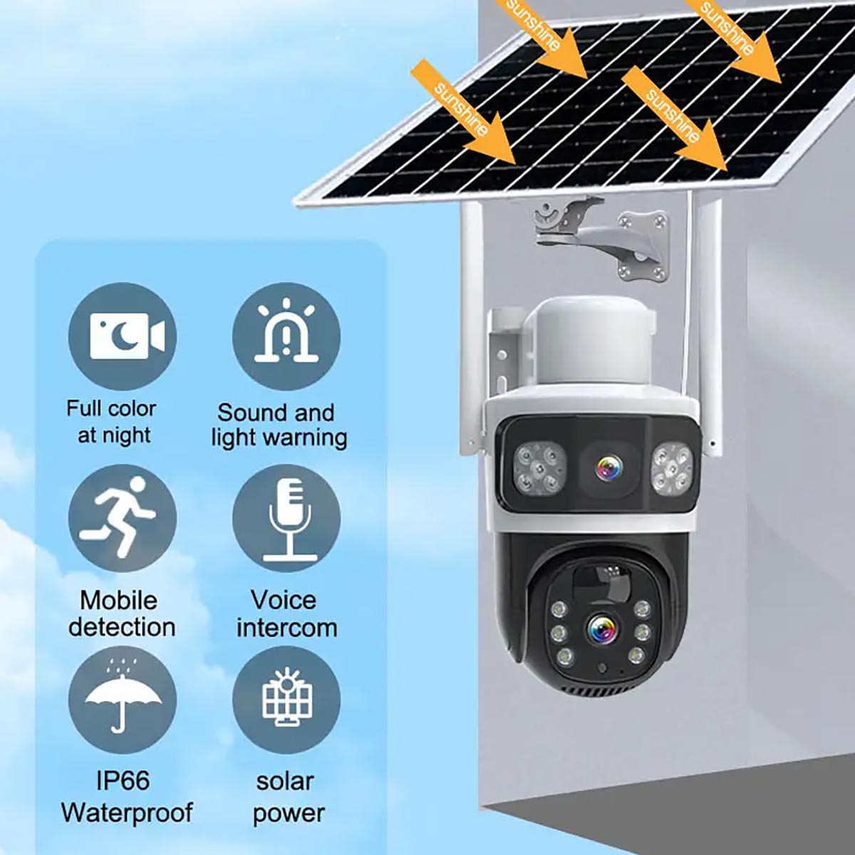 HD Network Smart Dual Lens PTZ Human Detection IP Wireless Wifi Auto Track 6x digital Zoom Cctv Solar 4G Security Camera (1)