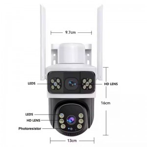 HD Network Smart Dual Lens PTZ Human Detection IP Wireless Wifi Auto Track 6x digital Zoom Cctv Solar 4G Security Camera