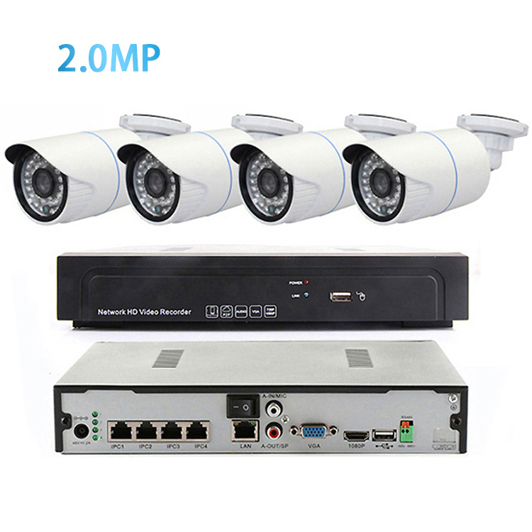 P2P Vandal Proof Outdoor Bullet 1080P IP Camera POE CCTV System