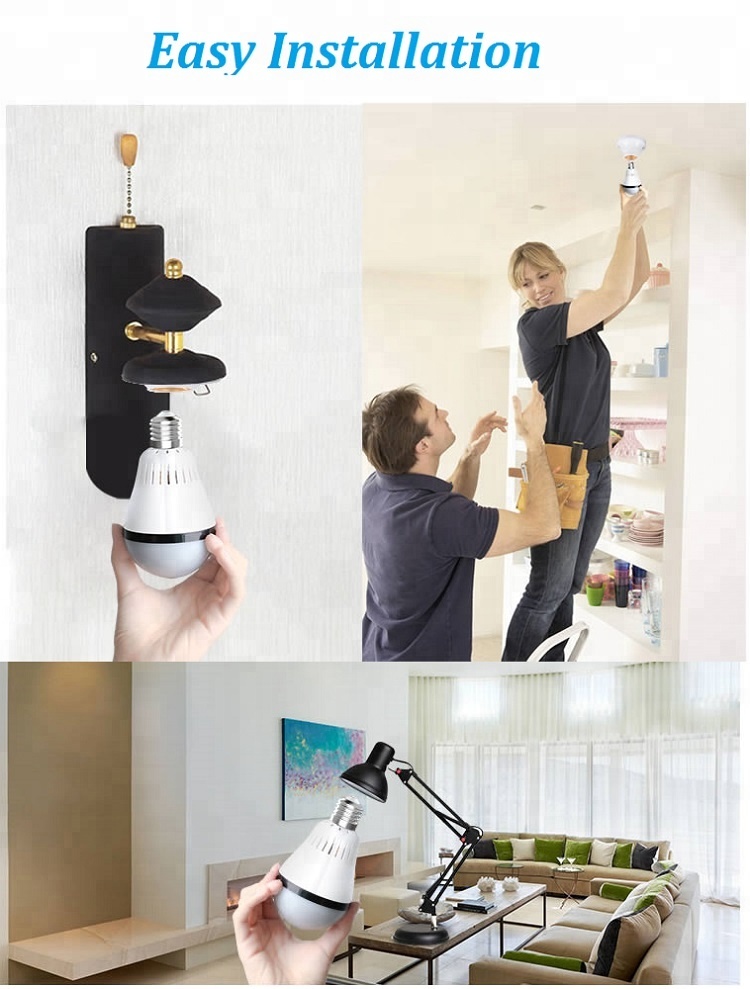 Yoosee 360 degree 960P Indoor Home Surveillance WIFI IP Wireless  Light Bulb Fisheye Camera