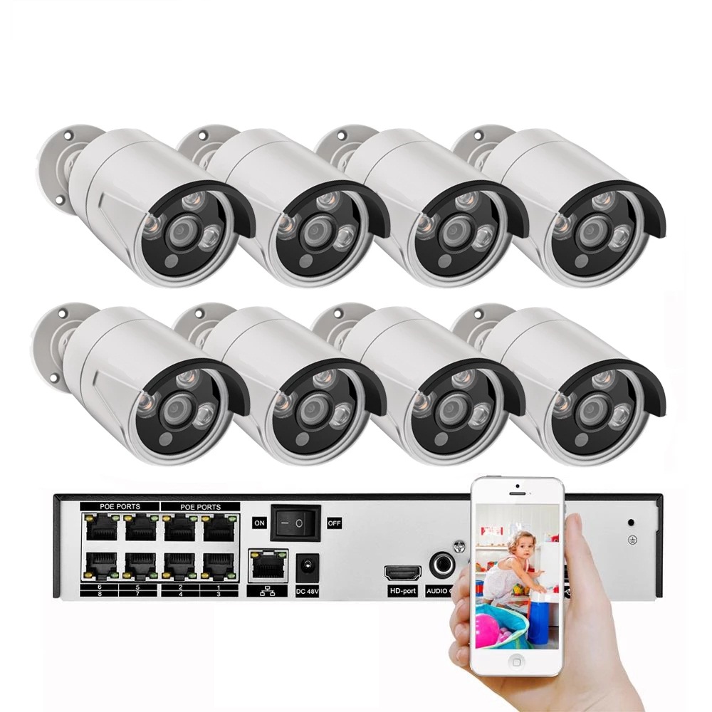 Tuya 8CH 5MP POE Security Camera System Kit Rj45 IP Camera IR Outdoor Waterproof CCTV Video Surveillance NVR kit