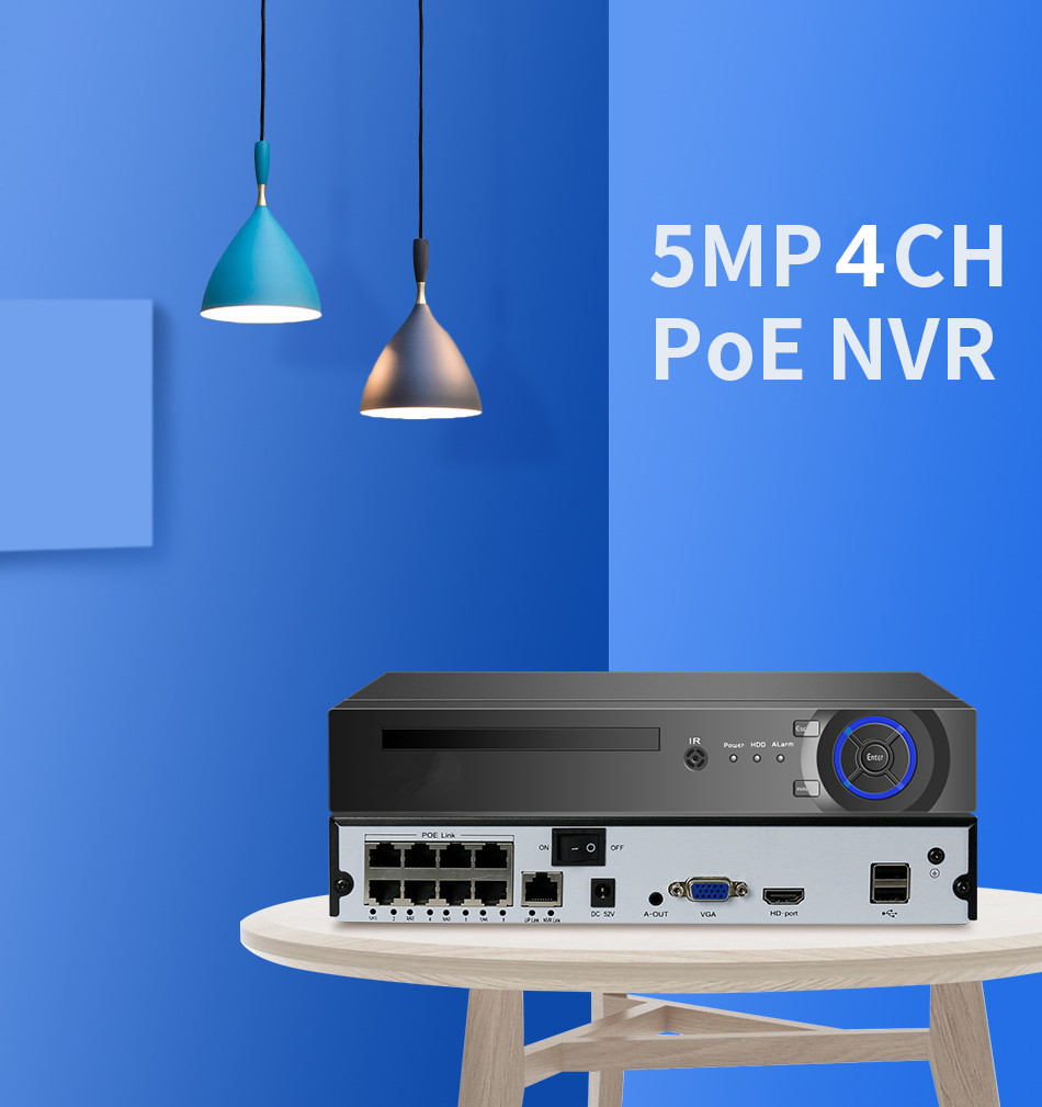 Security Surveillance H.265 4CH/8CH POE NVR For HD 1080P 4MP 5MP POE IP Camera NVR  Video Recorder