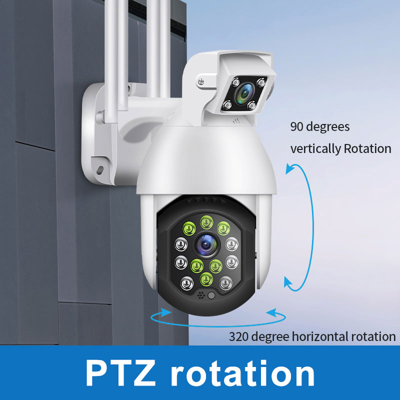 Dual Lens  WIFI IP CCTV Security Wireless Outdoor Waterproof Home Double Lens PTZ  IR Cam