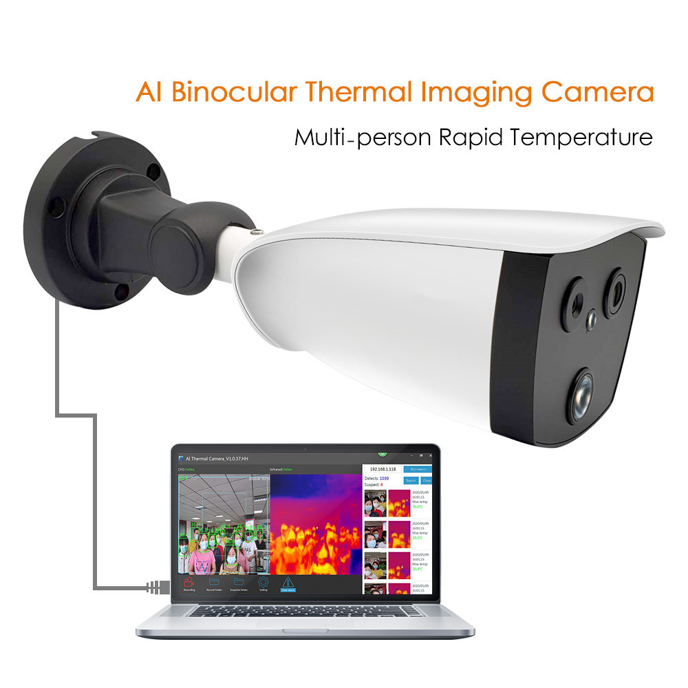 AI  Network Bullet Thermal Optical Camera   Fever Detection CCTV IP Camera  support high temperature alarm