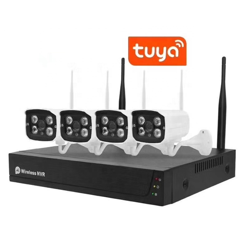 4CH 5MP wifi cctv set tuya AI surveillance NVR kit outdoor home security camera system wireless