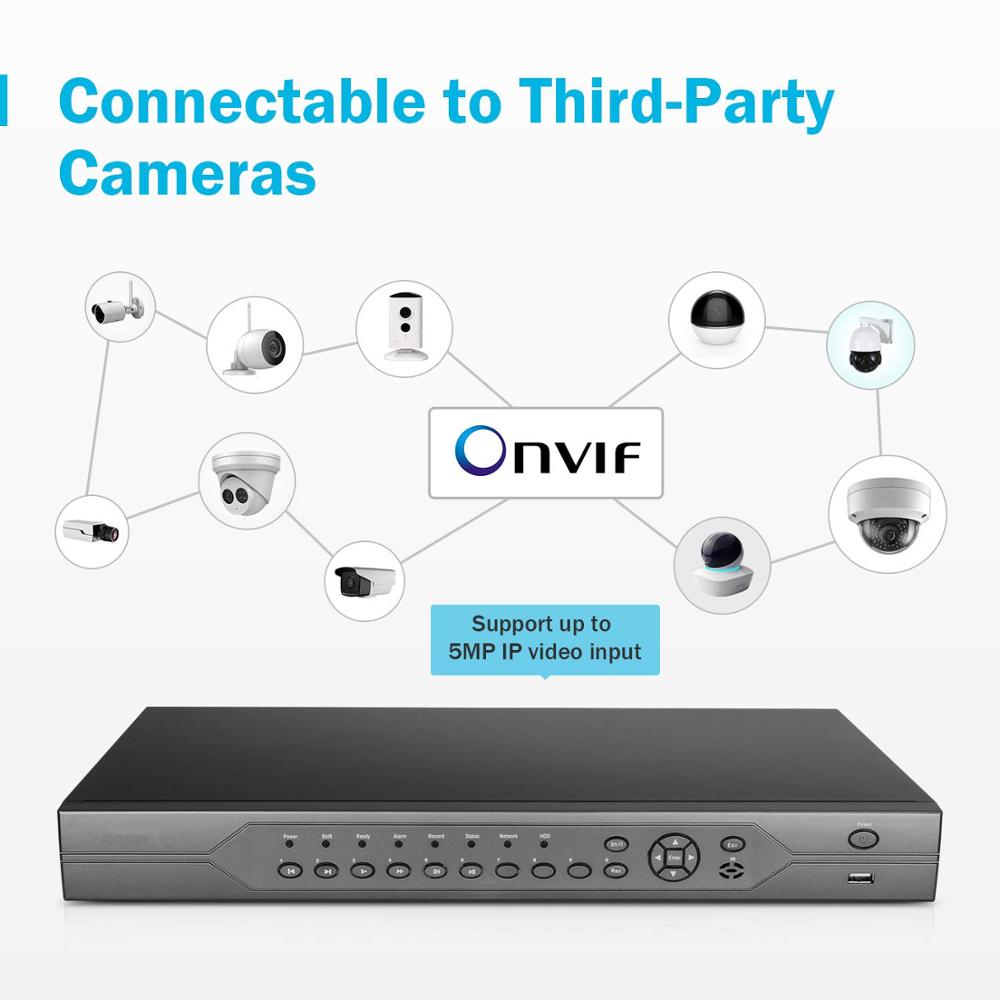 8CH H265 POE NVR CCTV Camera System support 8*1080P Camera with ONVIF  VGA and 1*SATA HDD APP XMEYE