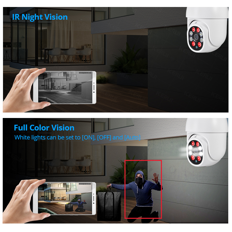 Auto Tracking Ptz Ip Pir Motion Detection Two Way Audio Home Wireless Wifi Camera 1080p Security