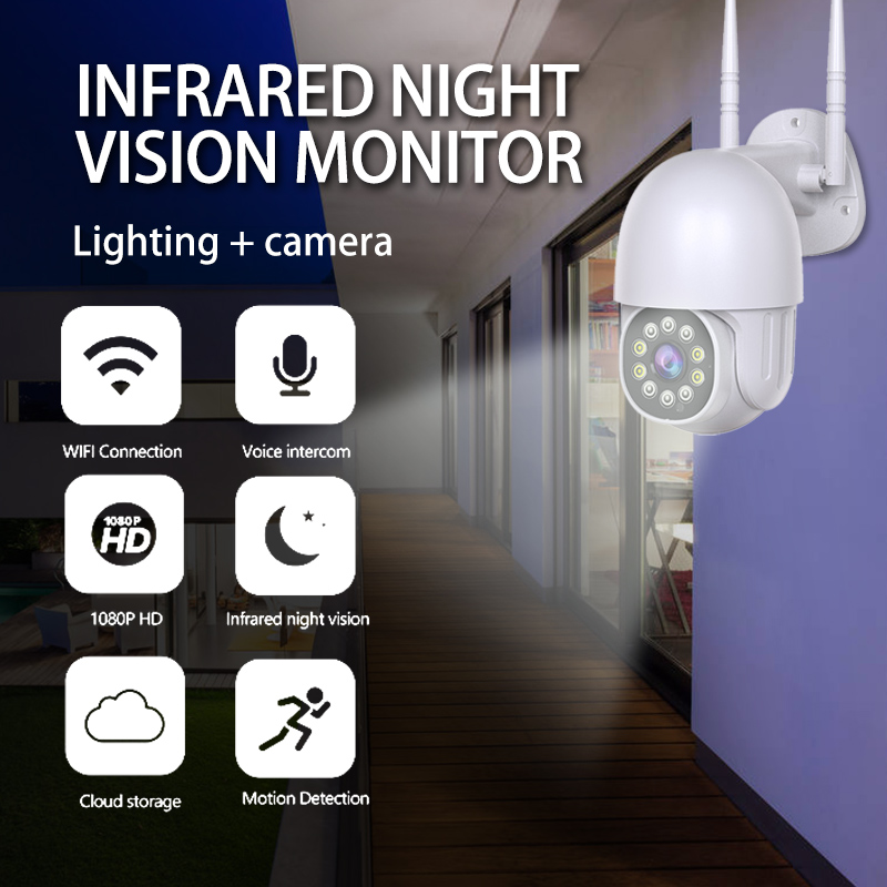 Cámara vigilancia cámara seguridad hogar PTZ Interior Exterior inalámbrica,  impermeable IP66 Sunnimix mini cámara de seguridad inalámbrica