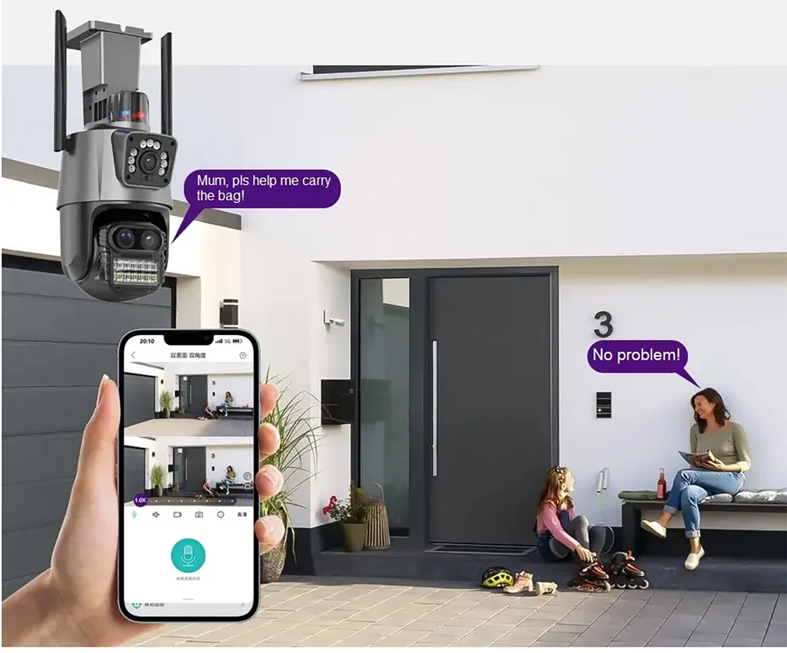 ICSEE 8MP Three Lens Three Screen Wifi PTZ Outdoor Camera (1)
