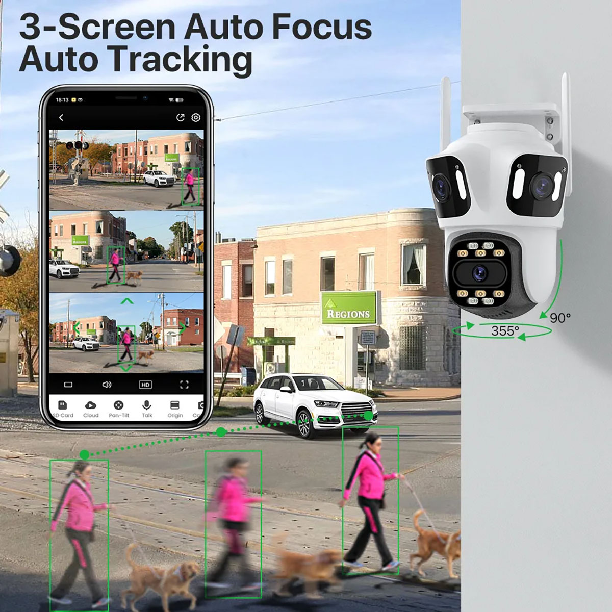 ICSEE 8MP Three Lens Three Screen Wifi Smart Home PTZ Security Camera (2)