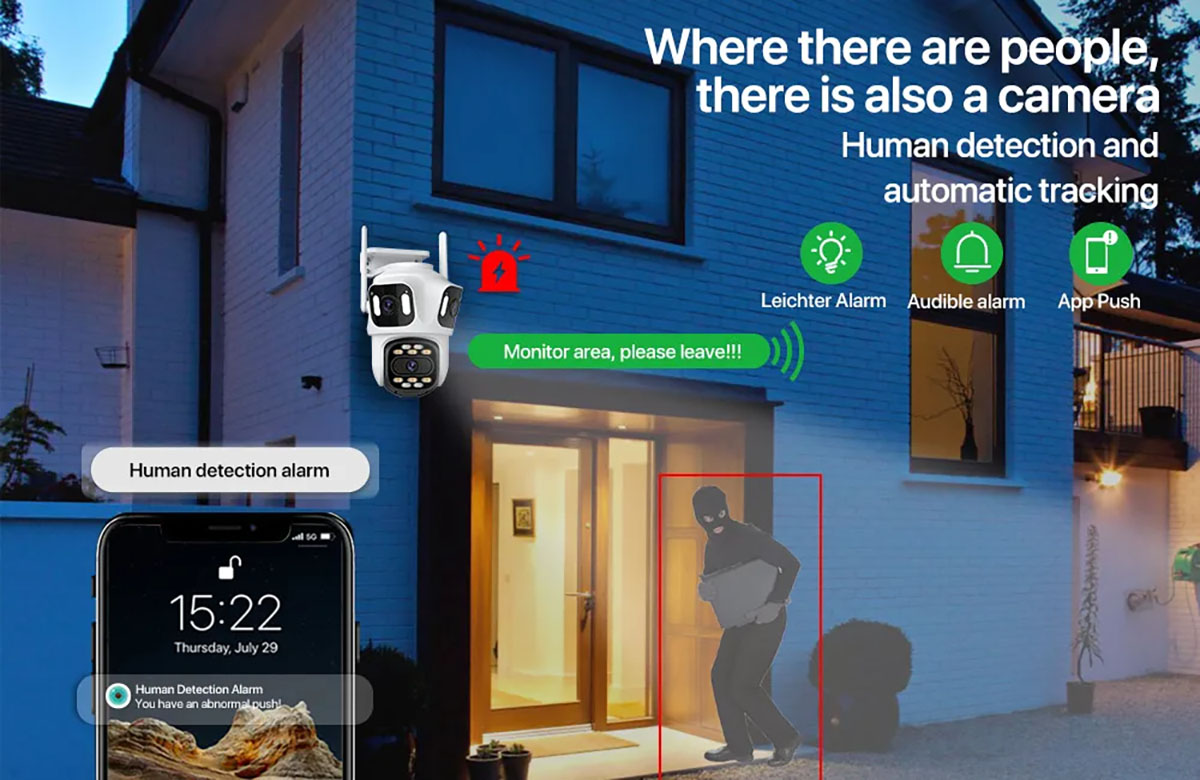 ICSEE 8MP Three Lens Three Screen Wifi Smart Home PTZ Security Camera (4)