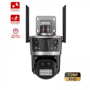 ICSEE Outdoor 12MP Four Lens Three Screen Wifi Camera with 8 Times Zoom
