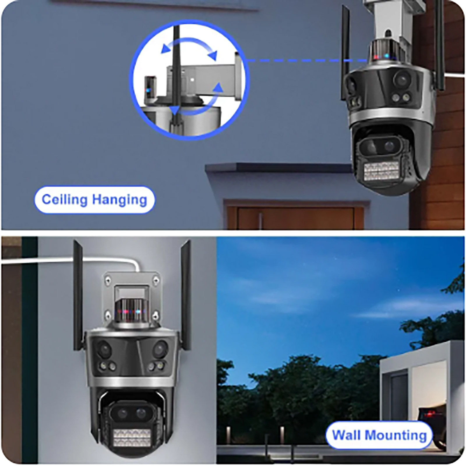 ICSEE Outdoor 12MP Four Lens Three Screen Wifi Camera with 8 Times Zoom (z2)