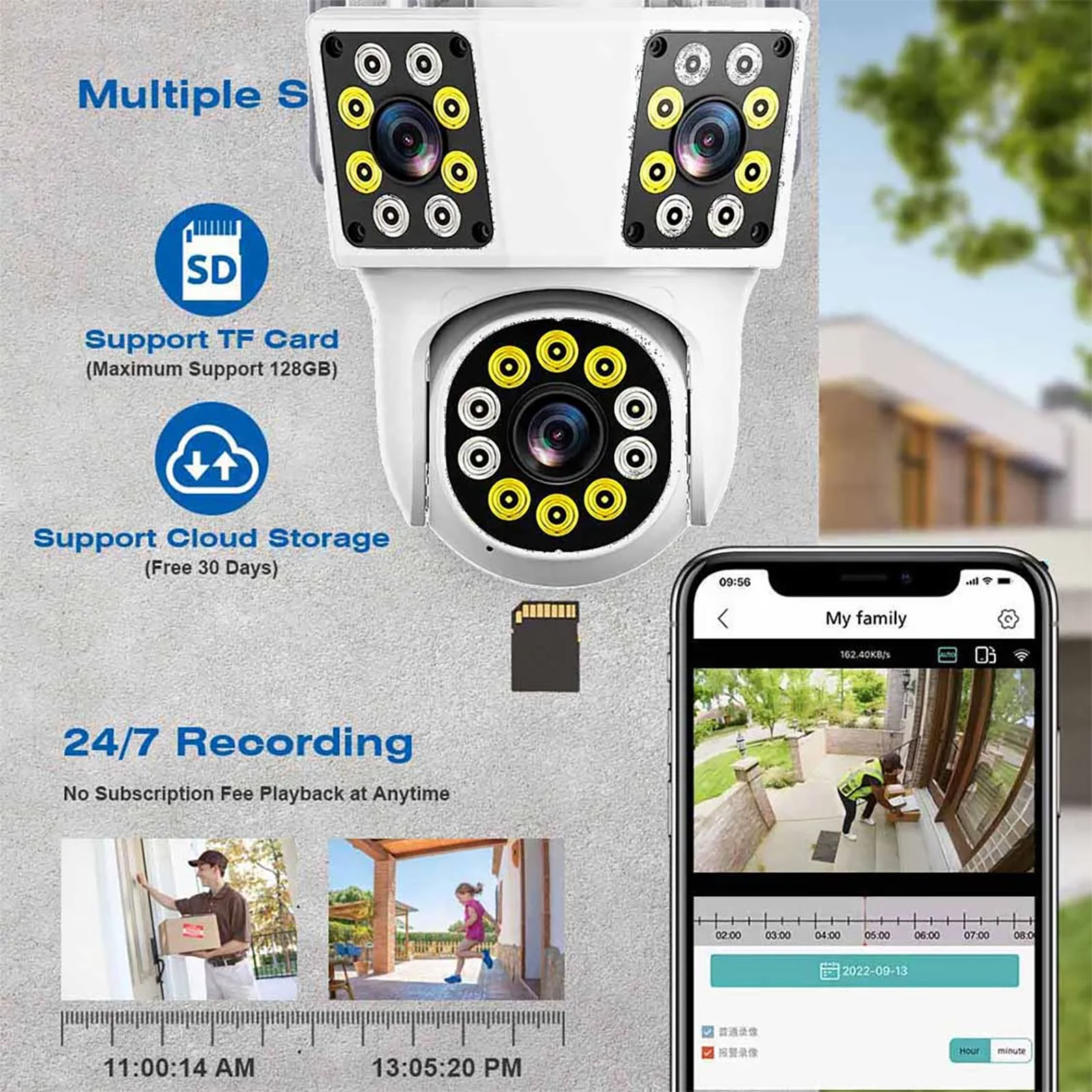 ICSEE Outdoor 8MP Four Lens Three Screen Wifi CCTV Camera  (2)