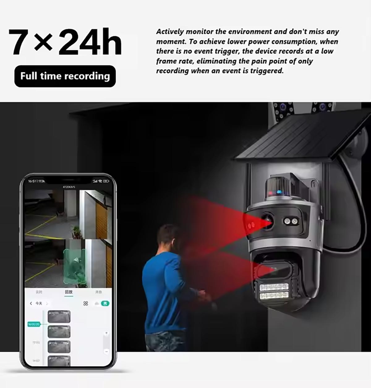 ICSee 4G PTZ CCTV Security Camera Outdoor 8X Optical Zoom Pan Tilt Rotate 360 Degree View  dual Lens Camera (1)