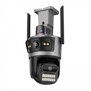 ICSee 4G PTZ CCTV Security Camera Outdoor 8X Optical Zoom Pan Tilt Rotate 360 Degree View  dual Lens Camera