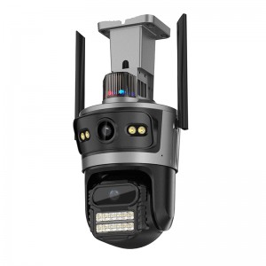 ICSee 4G PTZ CCTV Security Camera Outdoor 8X Optical Zoom Pan Tilt Rotate 360 Degree View  dual Lens Camera
