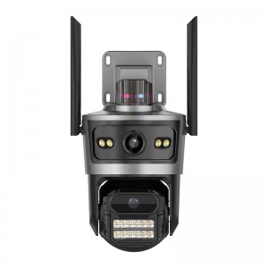 ICSee 4G PTZ CCTV Security Camera Outdoor 8X Optical Zoom Pan Tilt Rotate 360 Degree View  dual Lens Camera