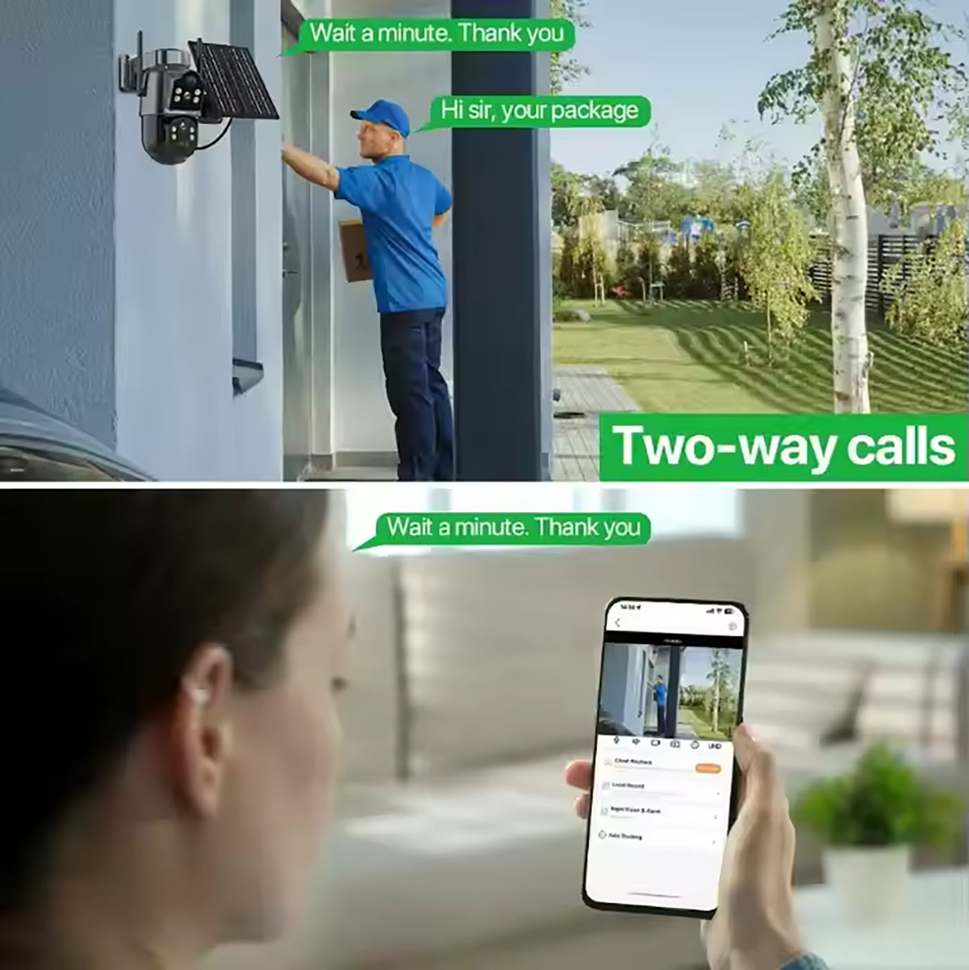 ICsee Outdoor WiFi Camera Dual Lens 7.6W Solar Panel Built-in Battery PTZ Camera Wireless 4MP Security Dual Lens Solar Camera (3)