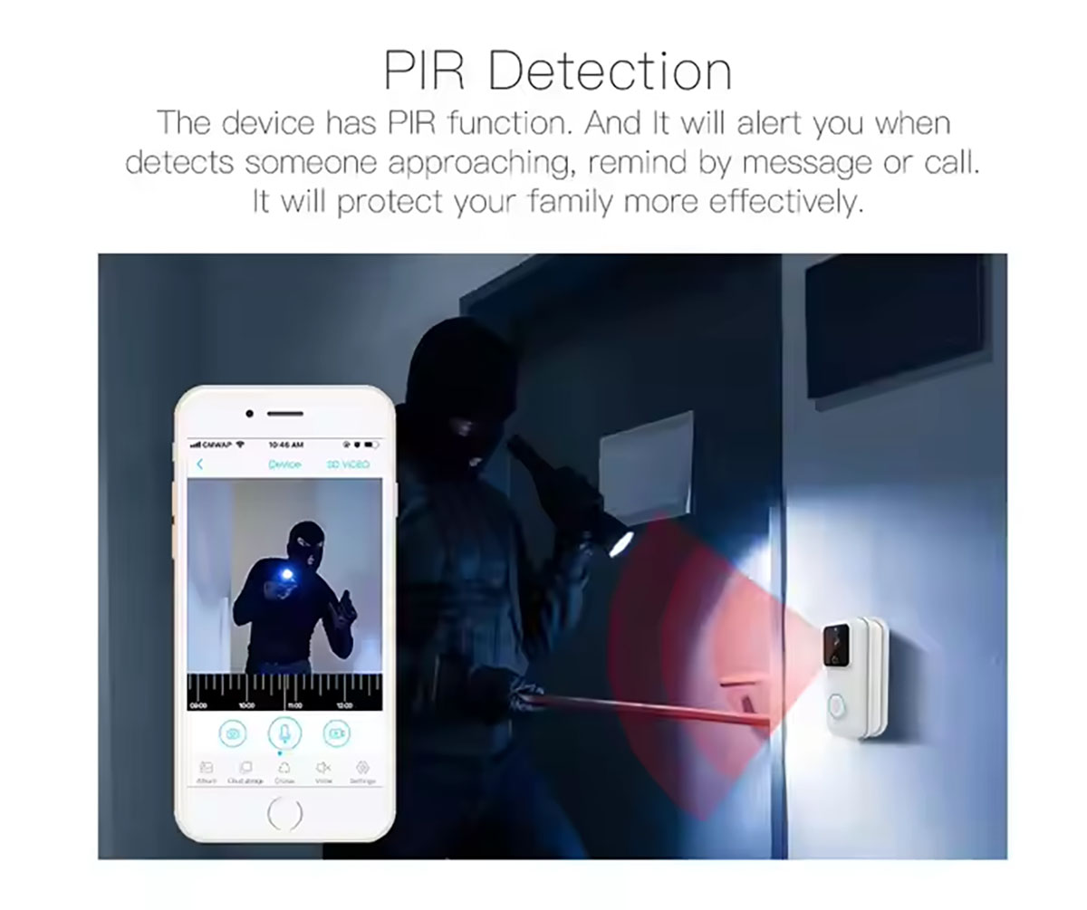 Smart Doorbell with Long Standby Low Illumination High Image Quality 3MP Camera Security Video Door Phone (2)